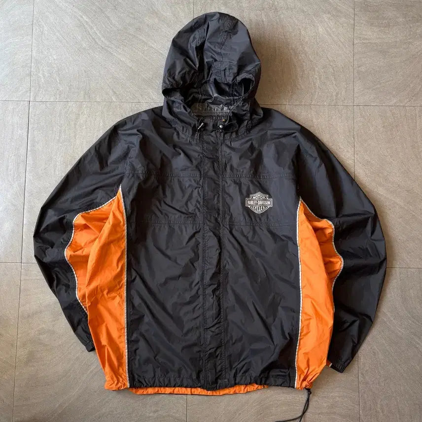 [BUNJANG] Harley-Davidson Black Windbreaker Jacket / 할리데이비슨 블랙 윈드브레이커 우의 자켓