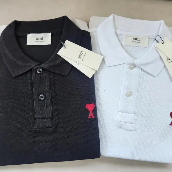[BUNJANG] Ami Polo Shirt - Black/White / 아미 폴로셔츠 블랙/화이트 새상품
