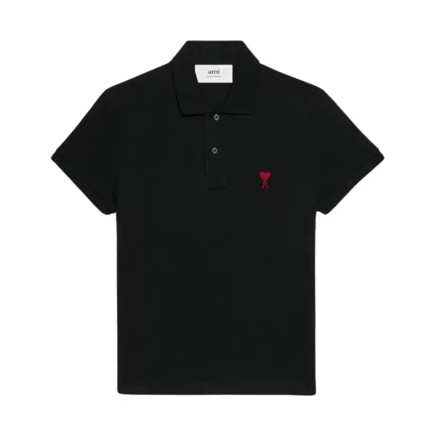 [BUNJANG] Ami Polo Shirt - Black/White / 아미 폴로셔츠 블랙/화이트 새상품