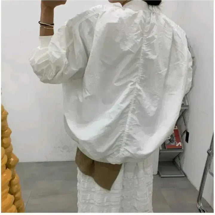 [BUNJANG] Bel 201 Mood Bomber Jacket - Ivory, Free Size / 벨201 무드 항공점퍼 - 아이보리,프리
