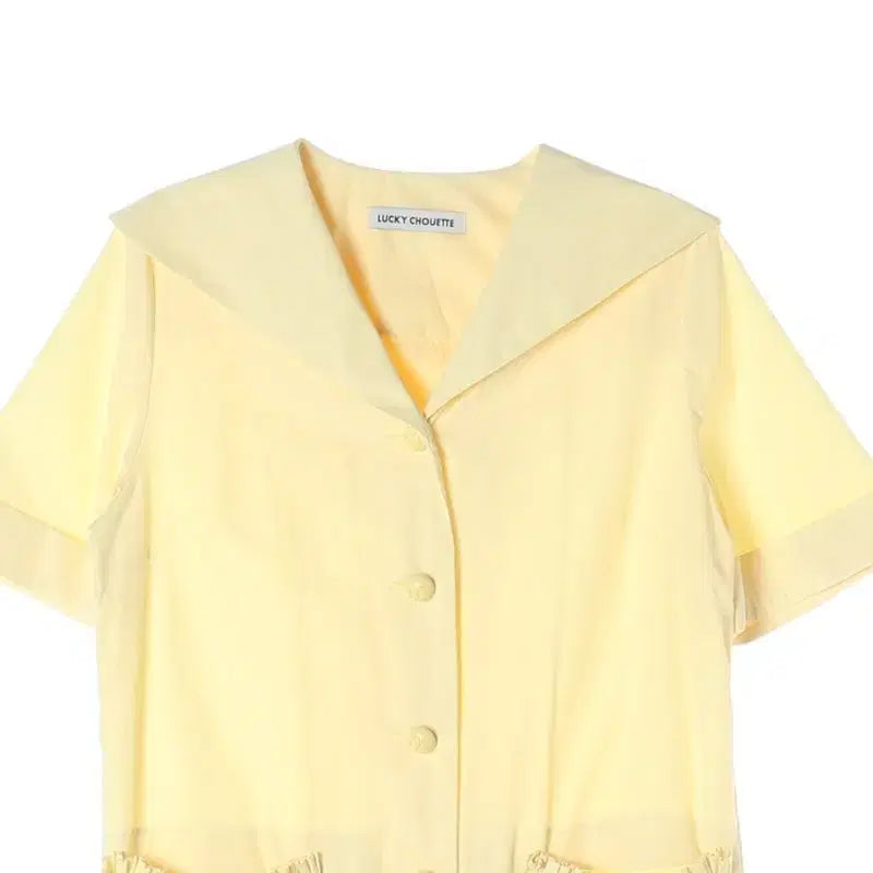 [BUNJANG] Lucky Chouette Sailor Collar Frill Long Dress / 럭키슈에뜨 23SS 세일러 칼라 프릴 디테일 롱 원피스