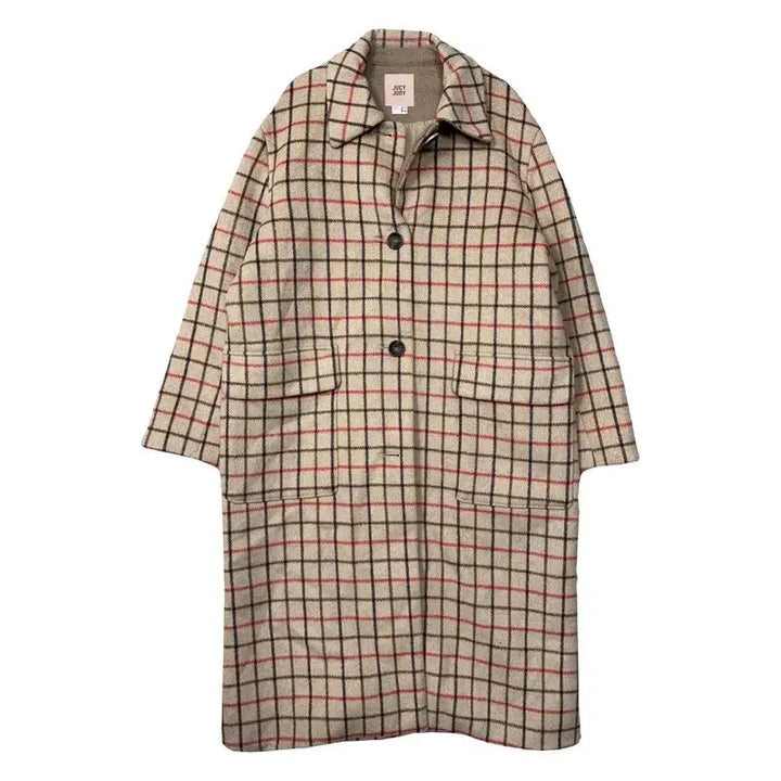 [BUNJANG] JUCY JUDY Check Beige Wool Mac Coat XS / 쥬씨쥬디 체크 베이지 울 맥코트 XS