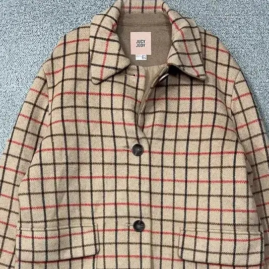 [BUNJANG] JUCY JUDY Check Beige Wool Mac Coat XS / 쥬씨쥬디 체크 베이지 울 맥코트 XS