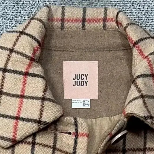 [BUNJANG] JUCY JUDY Check Beige Wool Mac Coat XS / 쥬씨쥬디 체크 베이지 울 맥코트 XS