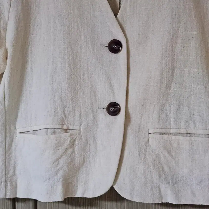 [BUNJANG] 1st PLACE Ivory Linen Short-Sleeve Jacket (M) / 1st PLACE 아이보리 반팔 자켓 M
