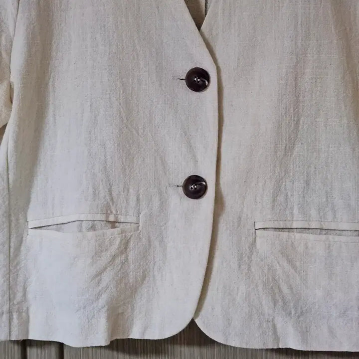 [BUNJANG] 1st PLACE Ivory Linen Short-Sleeve Jacket (M) / 1st PLACE 아이보리 반팔 자켓 M