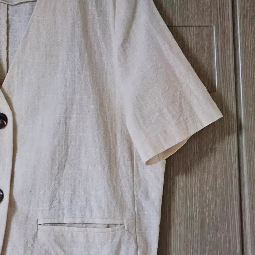 [BUNJANG] 1st PLACE Ivory Linen Short-Sleeve Jacket (M) / 1st PLACE 아이보리 반팔 자켓 M