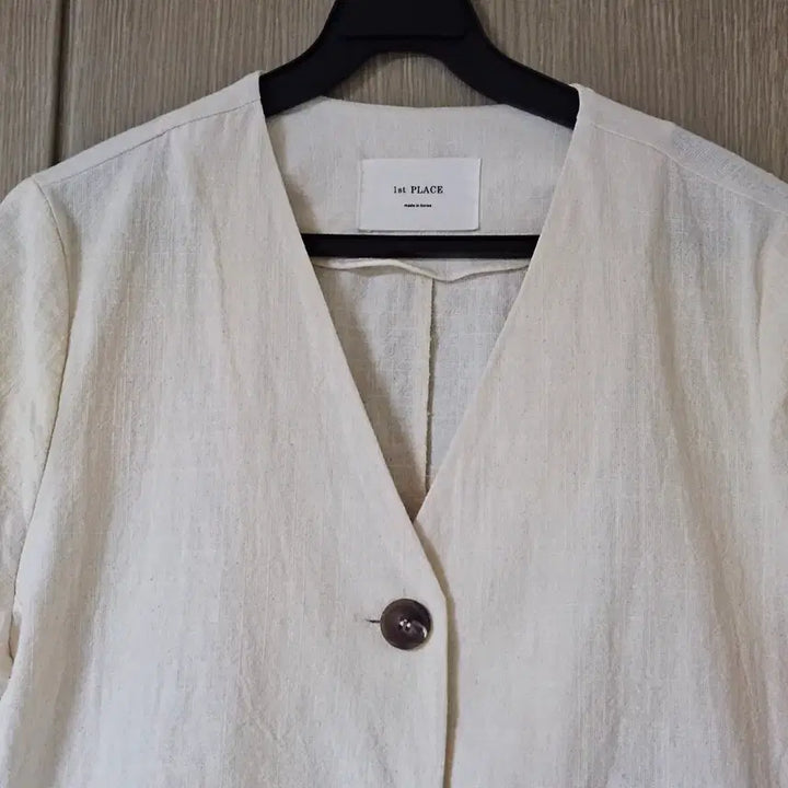[BUNJANG] 1st PLACE Ivory Linen Short-Sleeve Jacket (M) / 1st PLACE 아이보리 반팔 자켓 M