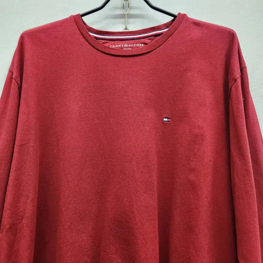 [BUNJANG] Tommy Hilfiger Logo Burgundy Long Sleeve Shirt XL / 타미힐피거 로고 버건디 롱슬리브 긴팔 XL(XL)