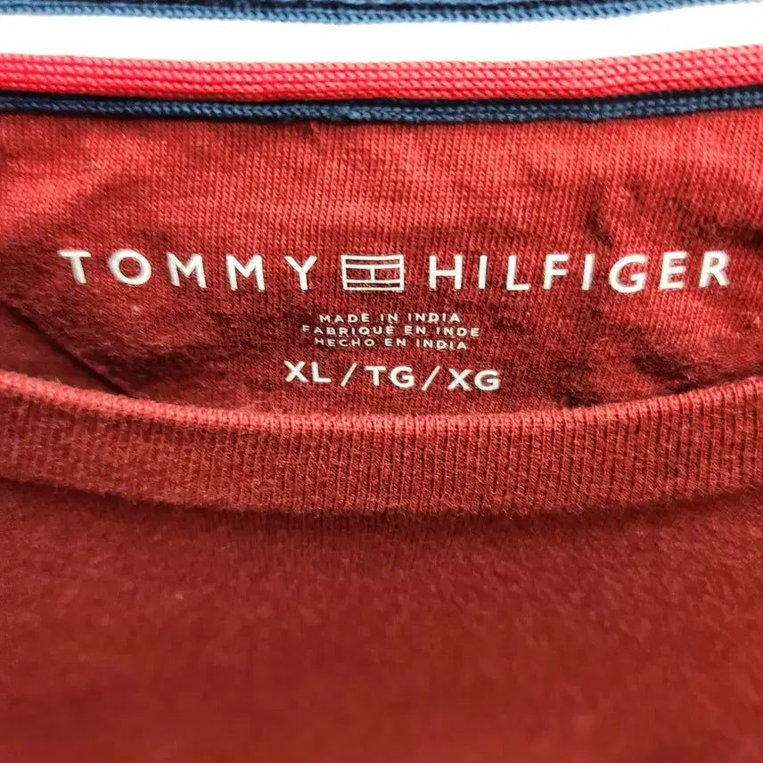 [BUNJANG] Tommy Hilfiger Logo Burgundy Long Sleeve Shirt XL / 타미힐피거 로고 버건디 롱슬리브 긴팔 XL(XL)