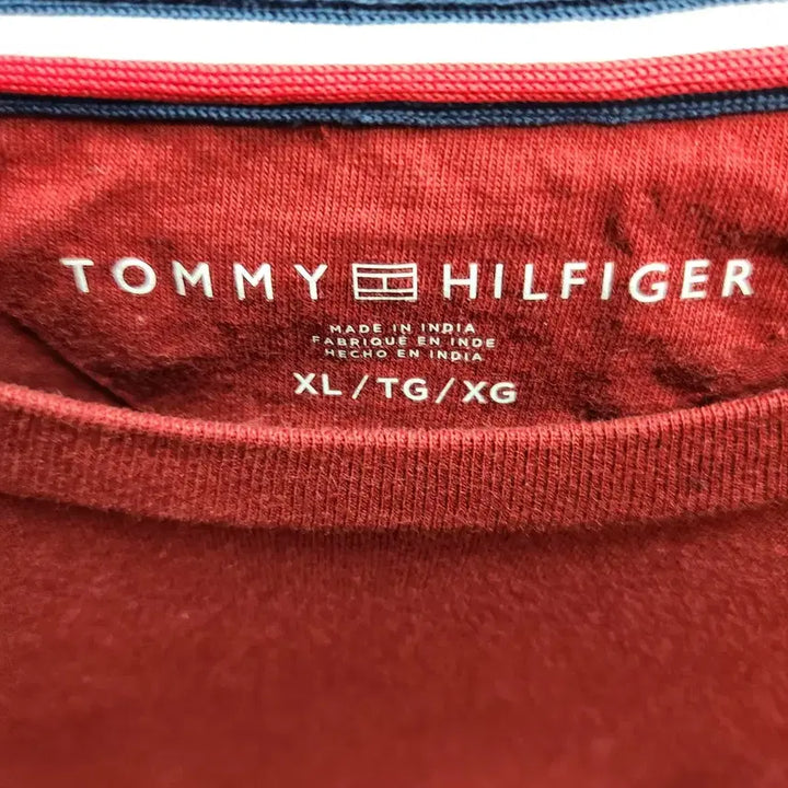 [BUNJANG] Tommy Hilfiger Logo Burgundy Long Sleeve Shirt XL / 타미힐피거 로고 버건디 롱슬리브 긴팔 XL(XL)