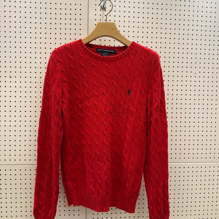 [BUNJANG] Polo Ralph Lauren Cable Knit Sweater Red / 폴로랄프로렌 케이블 니트 스웨터 레드 U1552