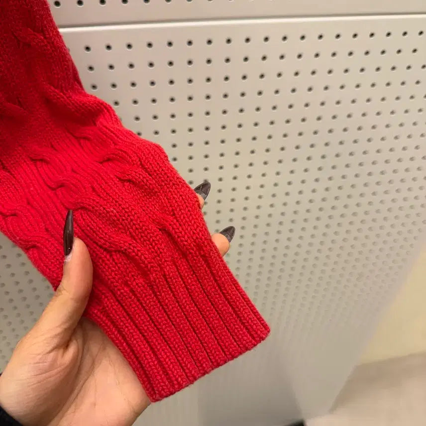 [BUNJANG] Polo Ralph Lauren Cable Knit Sweater Red / 폴로랄프로렌 케이블 니트 스웨터 레드 U1552
