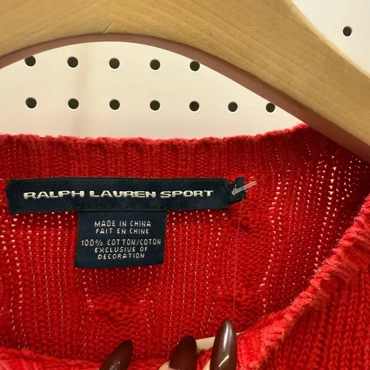 [BUNJANG] Polo Ralph Lauren Cable Knit Sweater Red / 폴로랄프로렌 케이블 니트 스웨터 레드 U1552