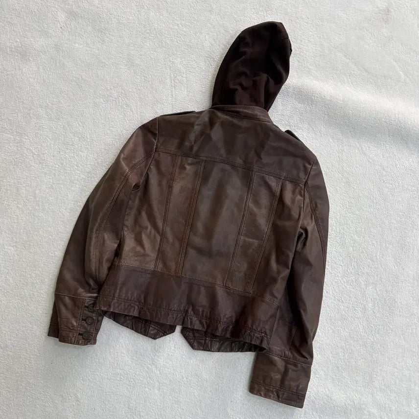 [BUNJANG] 66 Vintage Lambskin Hooded Jacket / 66 빈티지 양가죽 후드 자켓 0413T