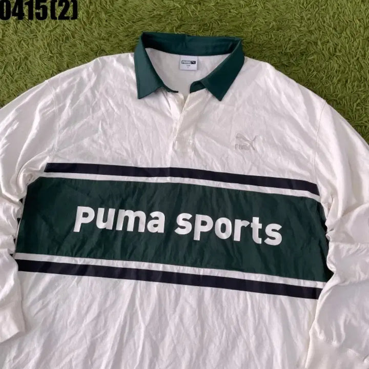 [BUNJANG] Puma Rugby Long Sleeve T-shirt / 푸마 럭비티 긴팔 화이트/그린