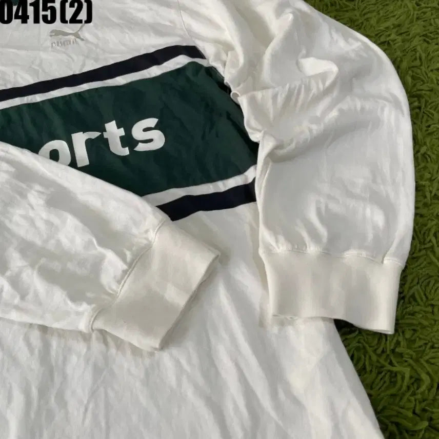 [BUNJANG] Puma Rugby Long Sleeve T-shirt / 푸마 럭비티 긴팔 화이트/그린