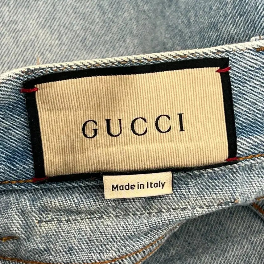 [BUNJANG] Gucci Web Stripe Tapered Denim Pants / 구찌 웹 스트라이프 테이퍼드 데님 팬츠