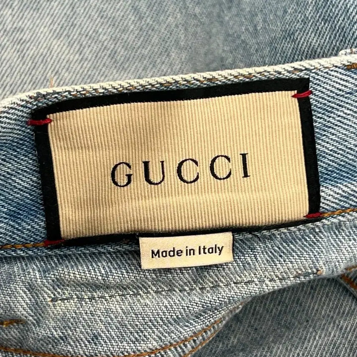 [BUNJANG] Gucci Web Stripe Tapered Denim Pants / 구찌 웹 스트라이프 테이퍼드 데님 팬츠