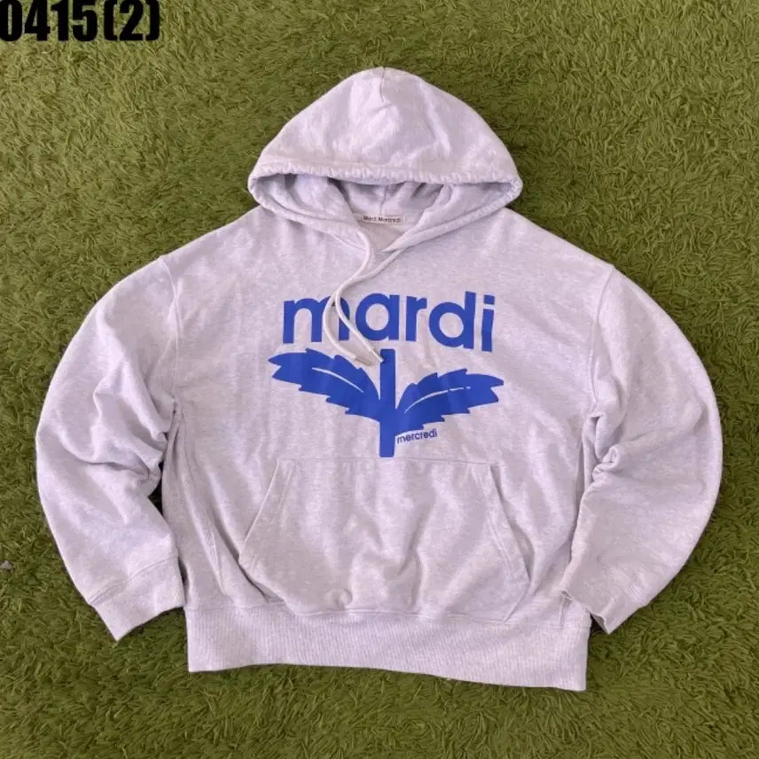 [BUNJANG] Mardi Mercredi Flower Printed Hoodie Gray / 마르디 메크르디 플라워 프린팅 후드티 그레이