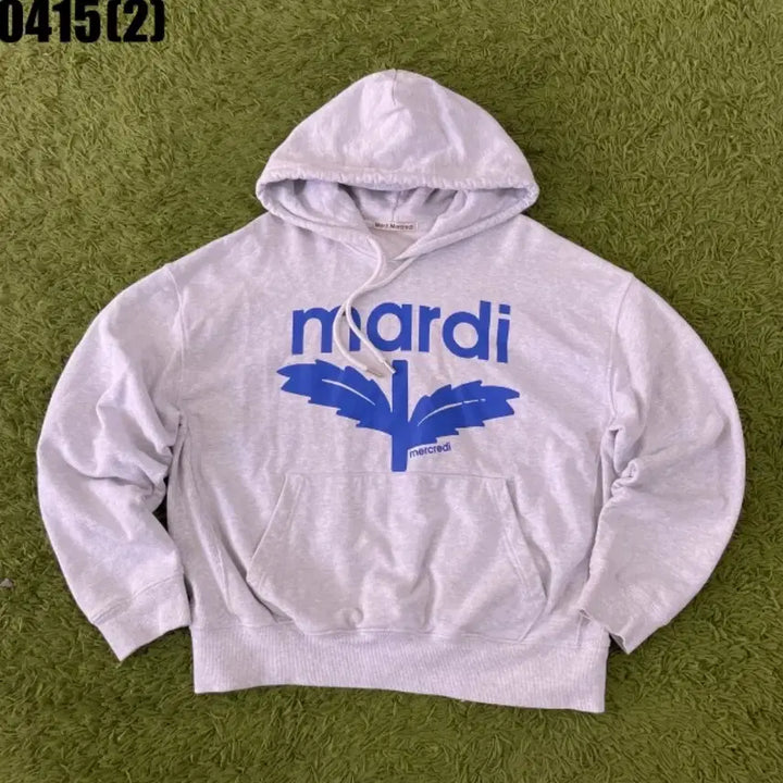 [BUNJANG] Mardi Mercredi Flower Printed Hoodie Gray / 마르디 메크르디 플라워 프린팅 후드티 그레이