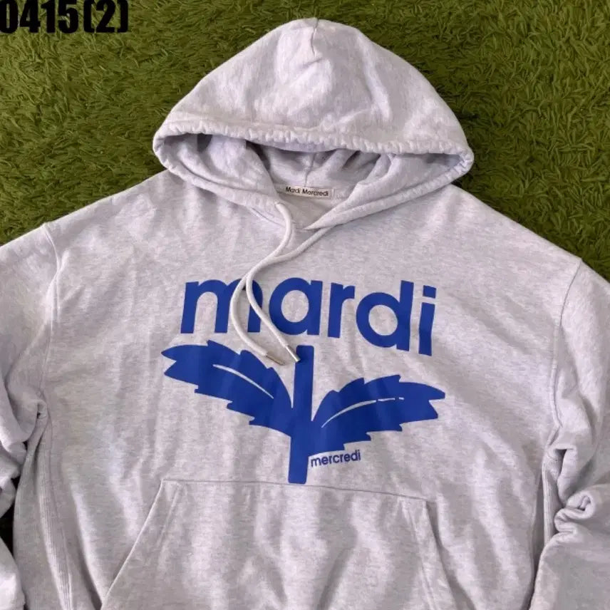 [BUNJANG] Mardi Mercredi Flower Printed Hoodie Gray / 마르디 메크르디 플라워 프린팅 후드티 그레이