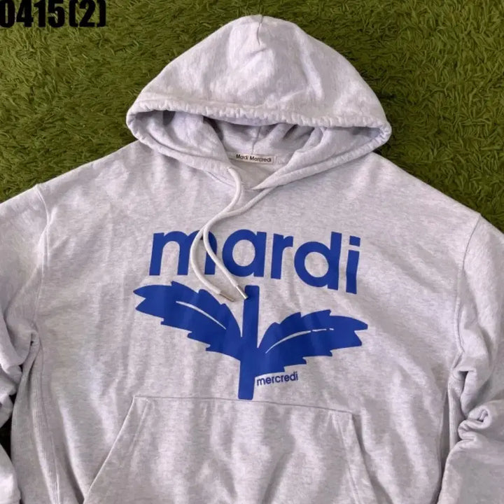 [BUNJANG] Mardi Mercredi Flower Printed Hoodie Gray / 마르디 메크르디 플라워 프린팅 후드티 그레이