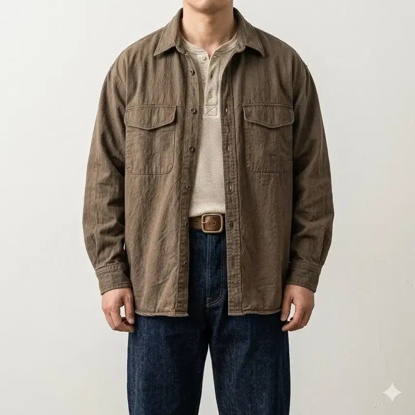 [BUNJANG] Beaker Original 22FW Cotton Nylon Oversized Shirt Jacket / 비이커 오리지널 22FW 면나일론 오버핏 셔켓 002(100)