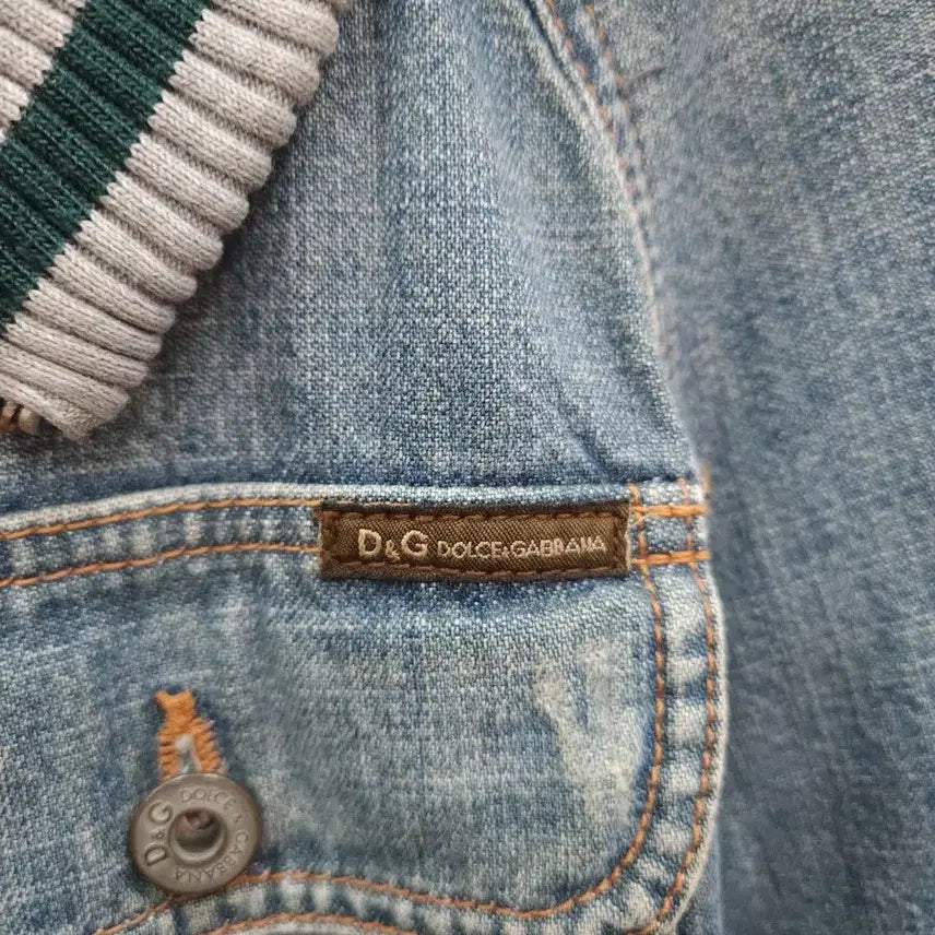 [BUNJANG] Dolce &amp; Gabbana Denim Bomber Jacket / 돌체엔가바나 빅자수로고 데님 보머 자켓