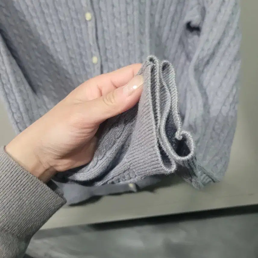 [BUNJANG] Polo Gray Cable Knit Cardigan / POLO 폴로 꽈배기 그레이 니트 가디건 S사이즈