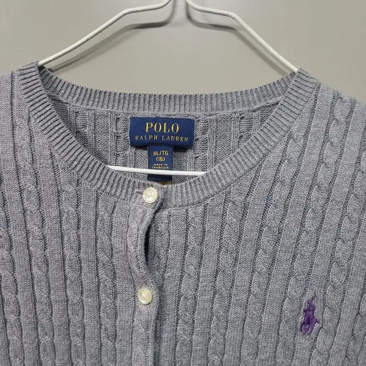 [BUNJANG] Polo Gray Cable Knit Cardigan / POLO 폴로 꽈배기 그레이 니트 가디건 S사이즈