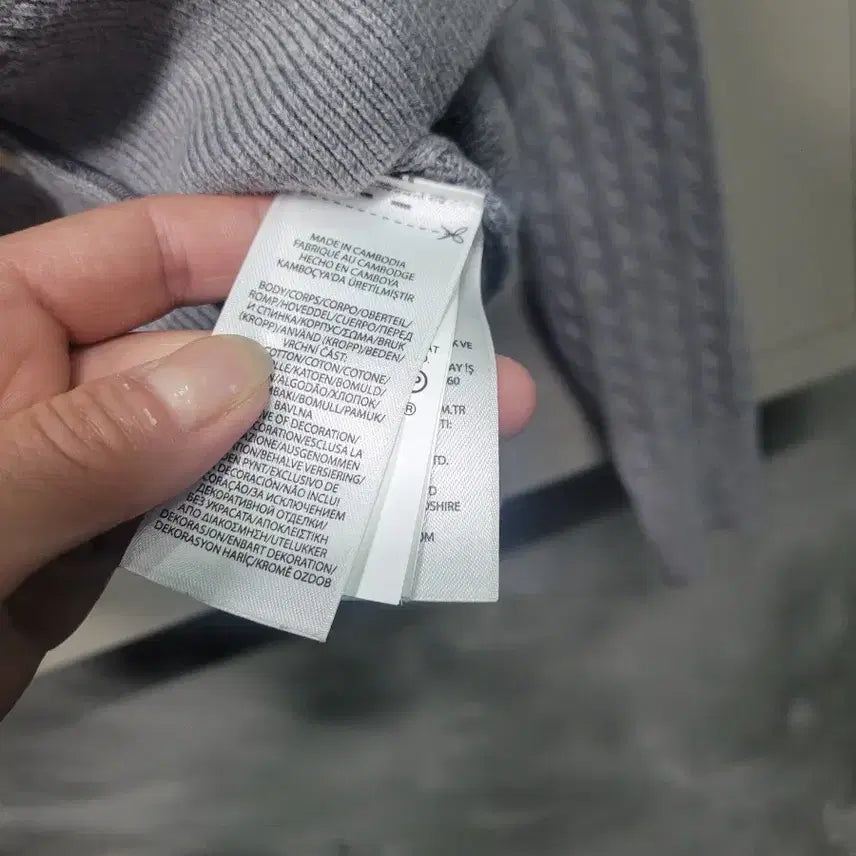 [BUNJANG] Polo Gray Cable Knit Cardigan / POLO 폴로 꽈배기 그레이 니트 가디건 S사이즈