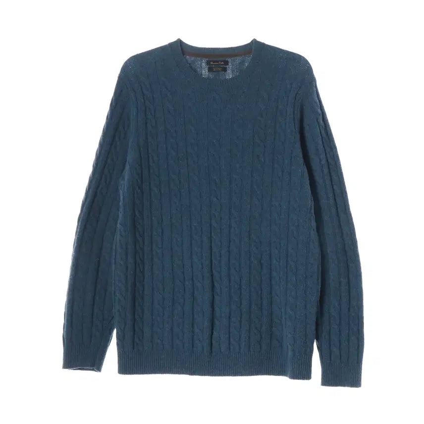 [BUNJANG] Massimo Dutti Cable Knit Wool Cashmere Round Sweater Blue / 마시모두띠 케이블 니트 울 캐시미어 라운드 스웨터 블루