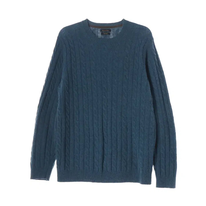 [BUNJANG] Massimo Dutti Cable Knit Wool Cashmere Round Sweater Blue / 마시모두띠 케이블 니트 울 캐시미어 라운드 스웨터 블루