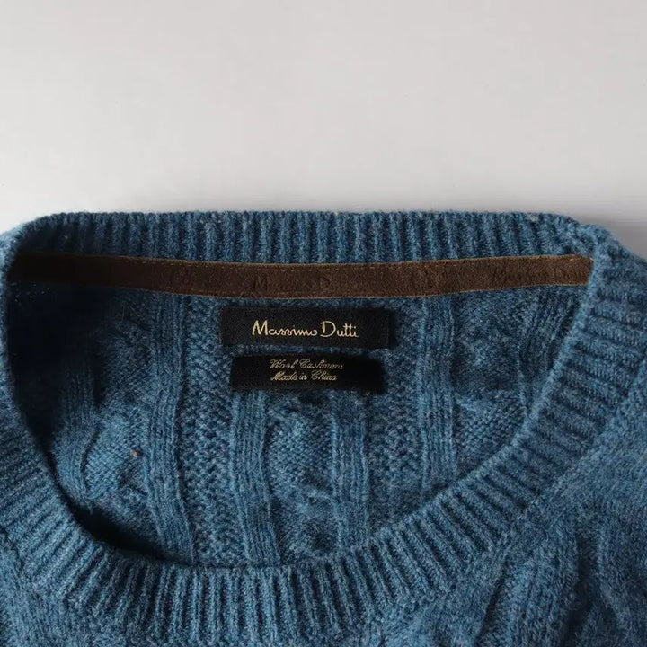 [BUNJANG] Massimo Dutti Cable Knit Wool Cashmere Round Sweater Blue / 마시모두띠 케이블 니트 울 캐시미어 라운드 스웨터 블루