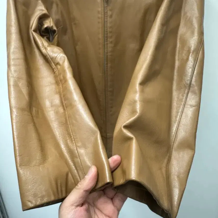[BUNJANG] Li Kyun Leather Jacket Brown / [만원 아라비아빈티지] Li Kyun 소가죽 자켓 브라운 88