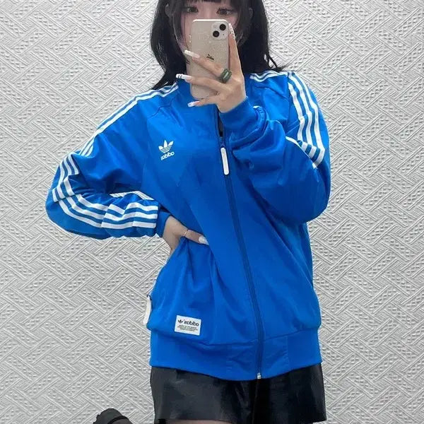 [BUNJANG] Adidas Superstar Retro Track Pattern Jersey Zip-Up Jacket / 아디다스 슈퍼스타 희귀 레트로 트랙패턴 져지 집업 100 C10789