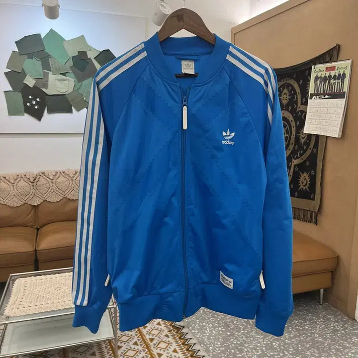 [BUNJANG] Adidas Superstar Retro Track Pattern Jersey Zip-Up Jacket / 아디다스 슈퍼스타 희귀 레트로 트랙패턴 져지 집업 100 C10789