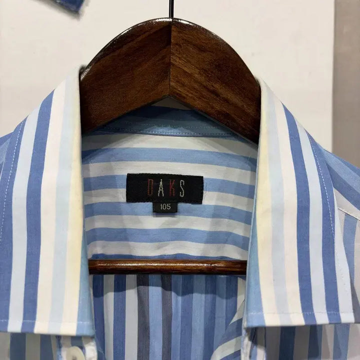 [BUNJANG] Daks Classic Pocket Stripe Short Sleeve Shirt / (105) 닥스 캐주얼 클래식 포켓 스트라이프 반팔셔츠 남방