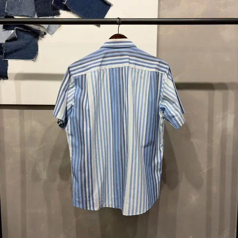 [BUNJANG] Daks Classic Pocket Stripe Short Sleeve Shirt / (105) 닥스 캐주얼 클래식 포켓 스트라이프 반팔셔츠 남방