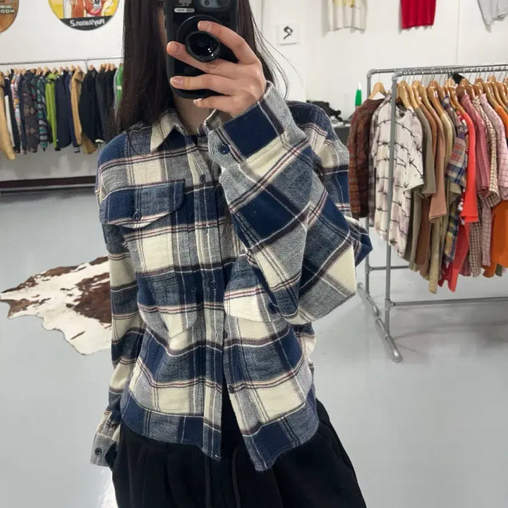 [SOLD OUT] R13 체크 멀티포켓 오버사이즈 셔츠