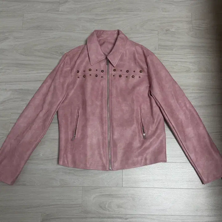 [BUNJANG] Pink Studded Rider Jacket / 새상품) 스터드 핑크 라이더자켓