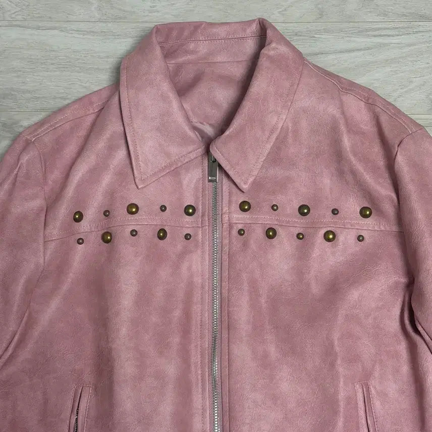 [BUNJANG] Pink Studded Rider Jacket / 새상품) 스터드 핑크 라이더자켓