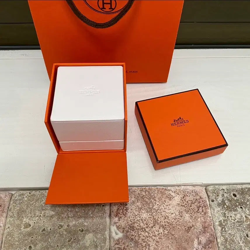 [BUNJANG] Hermès Ring Case Set / 에르메스 반지 케이스 + 파우치 + 리본 + 쇼핑백