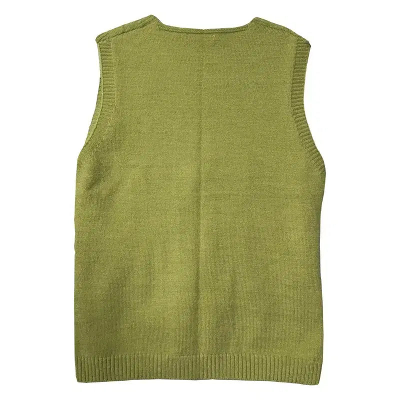 [BUNJANG] Light Green Knit Vest Cardigan M / 라이트 그린 니트 조끼 가디건 M