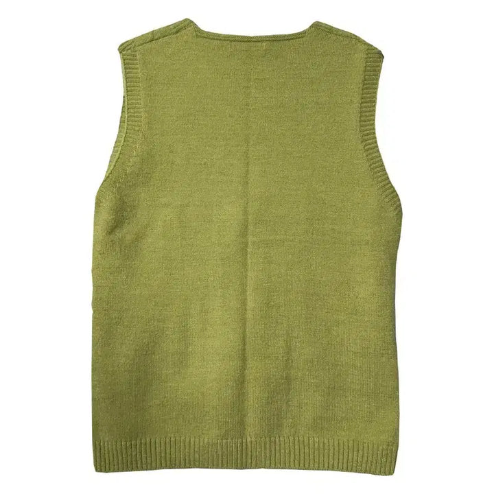 [BUNJANG] Light Green Knit Vest Cardigan M / 라이트 그린 니트 조끼 가디건 M