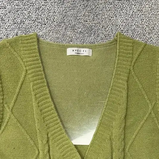 [BUNJANG] Light Green Knit Vest Cardigan M / 라이트 그린 니트 조끼 가디건 M