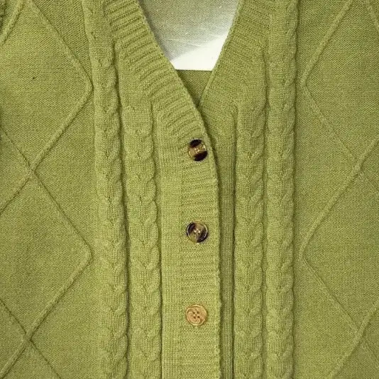 [BUNJANG] Light Green Knit Vest Cardigan M / 라이트 그린 니트 조끼 가디건 M