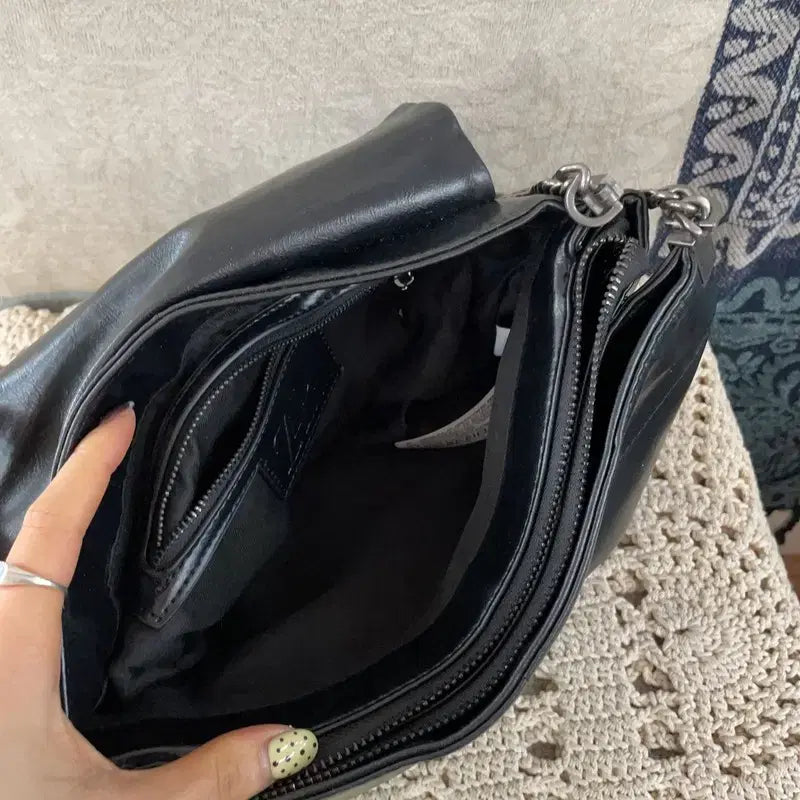[BUNJANG] ZARA Black Flap Chain Shoulder Bag Tote / [M] 자라 ZARA 블랙 플랩 체인 숄더백 토트백 가방