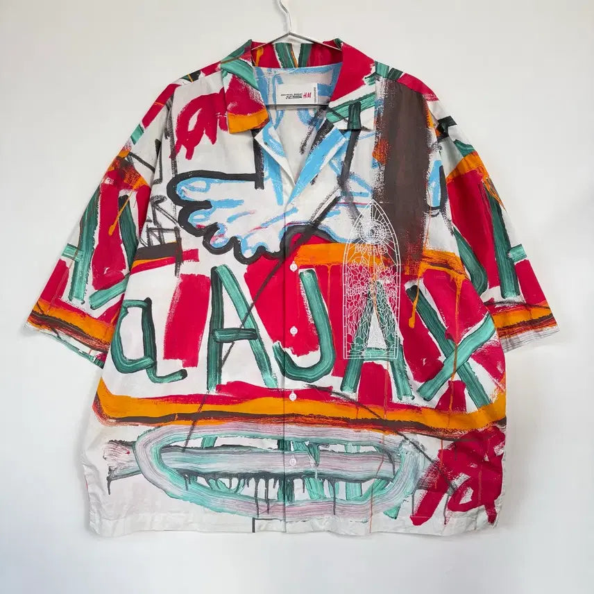 [BUNJANG] H&amp;M Basquiat Collaboration Short Sleeve Shirt / H&amp;M  바스키아 콜라보 반팔 셔츠